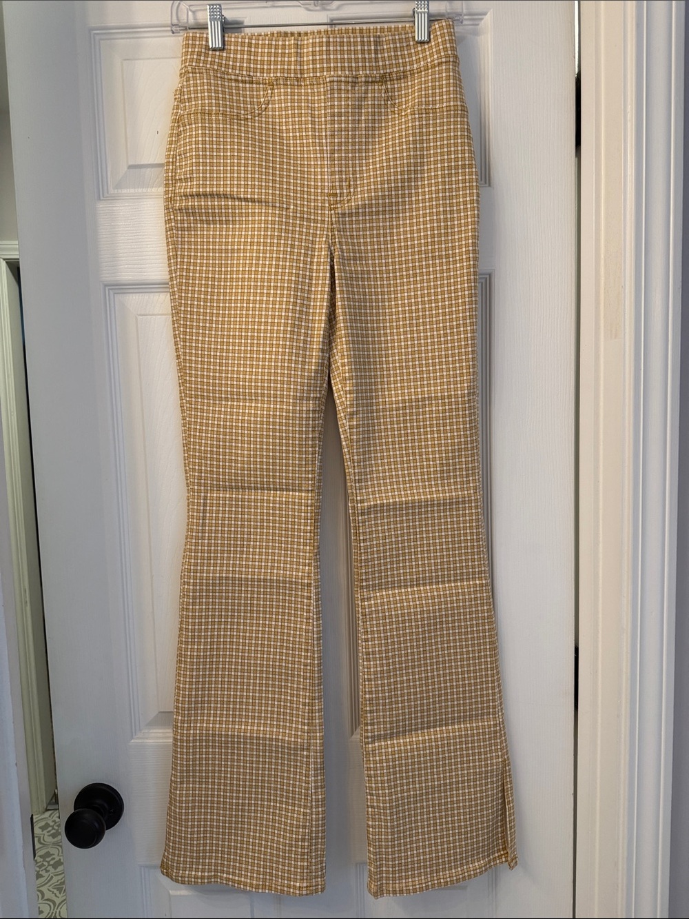 Madewell Beige and Mustard Yellow Plaid Flare Pants